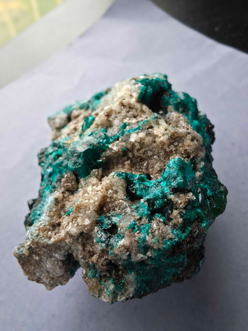 Pi&egrave;ce Unique : Dioptase Vert Emeraude et Quartz-Katanga RDC 