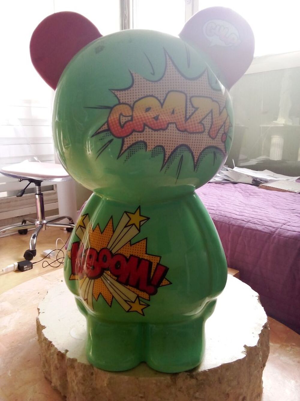 Nounours,art contemporain r&eacute;sine longueur 90 cm Décoration