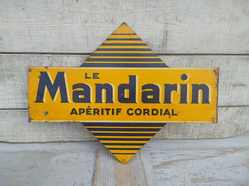 Ancienne Plaque T&ocirc;le Publicitaire Double Face Le Mandarin 