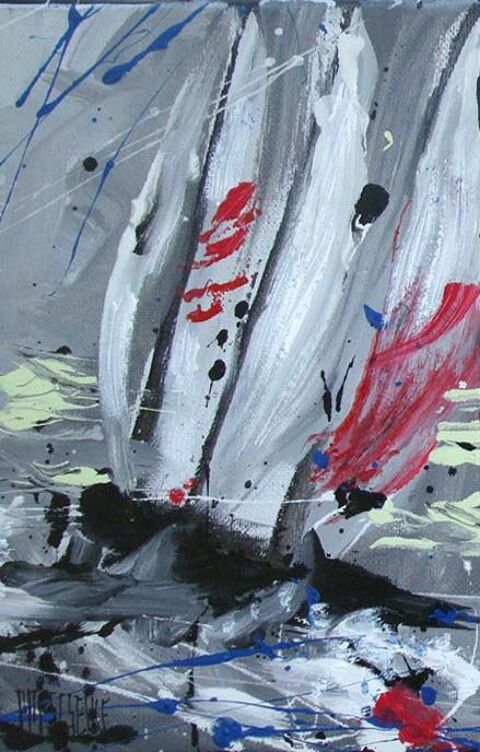 VOILIER,Bateau,Voile,CHEVRE,Chien,Chat,Tableau huile aquarel 25 La Ville-aux-Dames (37)