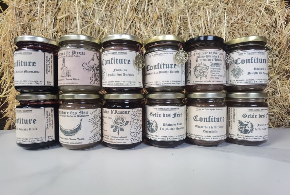 Lot de 6 pots de confiture et/ou gel&eacute;e (Permaculture Asni&egrave;res) Cuisine