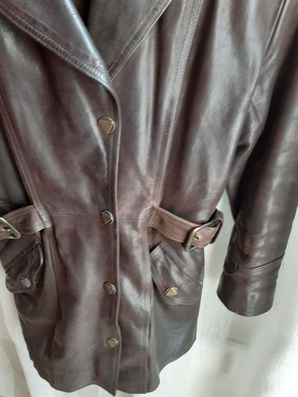 Veste longue pour femme en cuir pleine fleur Vêtements