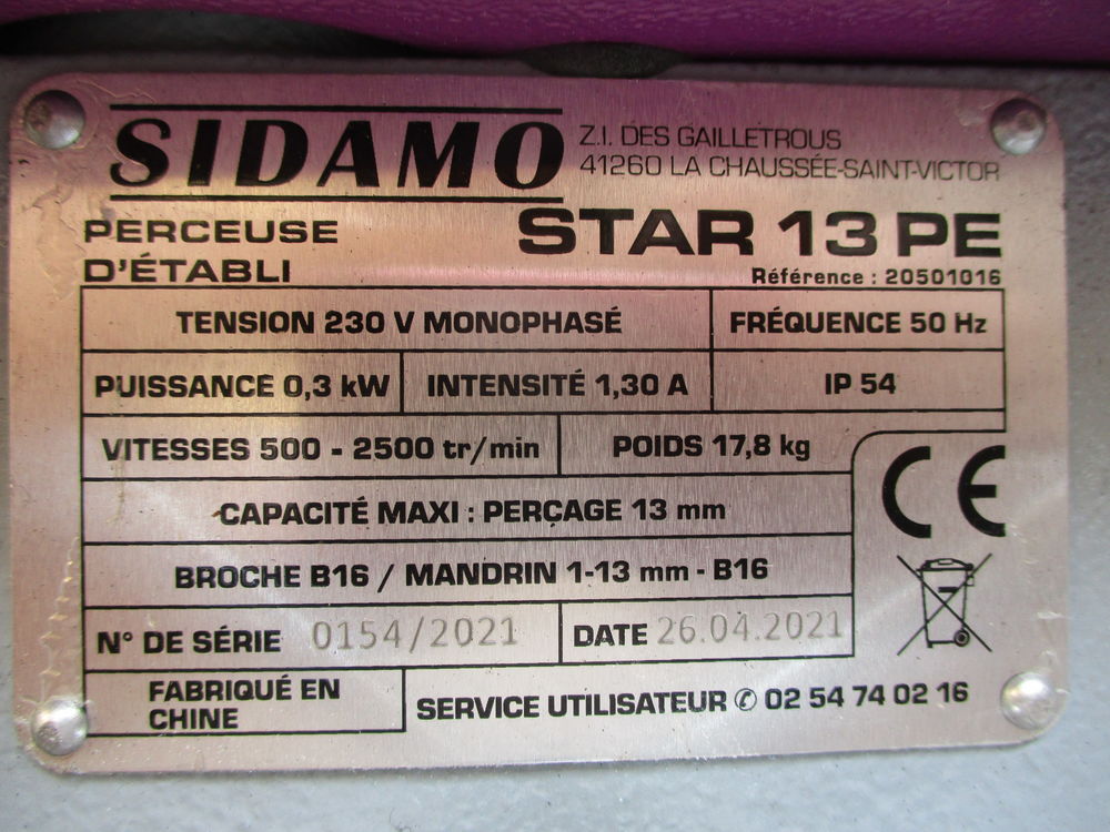 SIDAMO STAR 13 PE - Perceuse colonne Bricolage