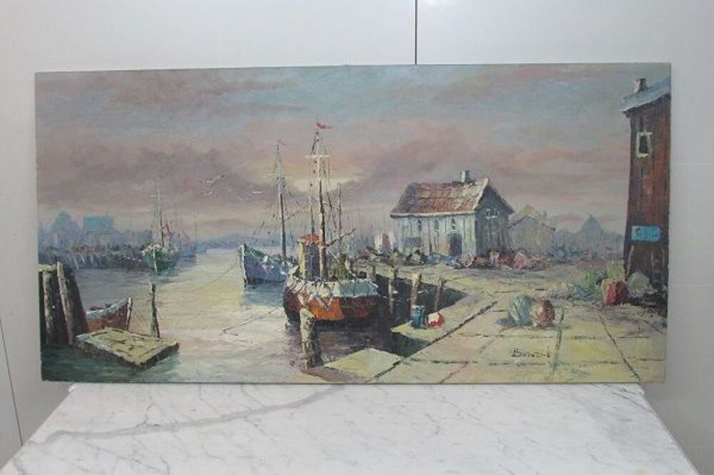 Tableau marine , peinture &agrave; l'huile, sign&eacute;e BONEN Décoration