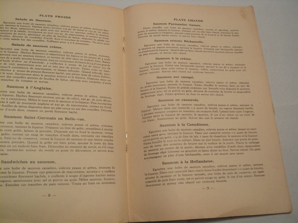 Livre Cuisine Brochure Le Saumon Canadien Canada 1937 Livres et BD