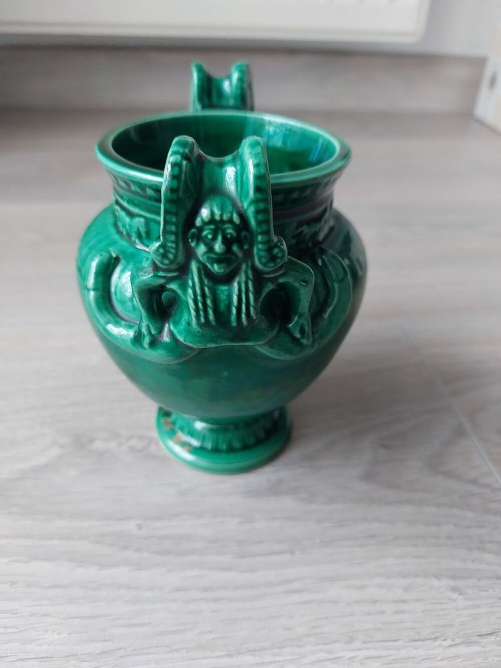 Vase de Vix c&eacute;ramique &eacute;maill&eacute;e vert vintage Décoration