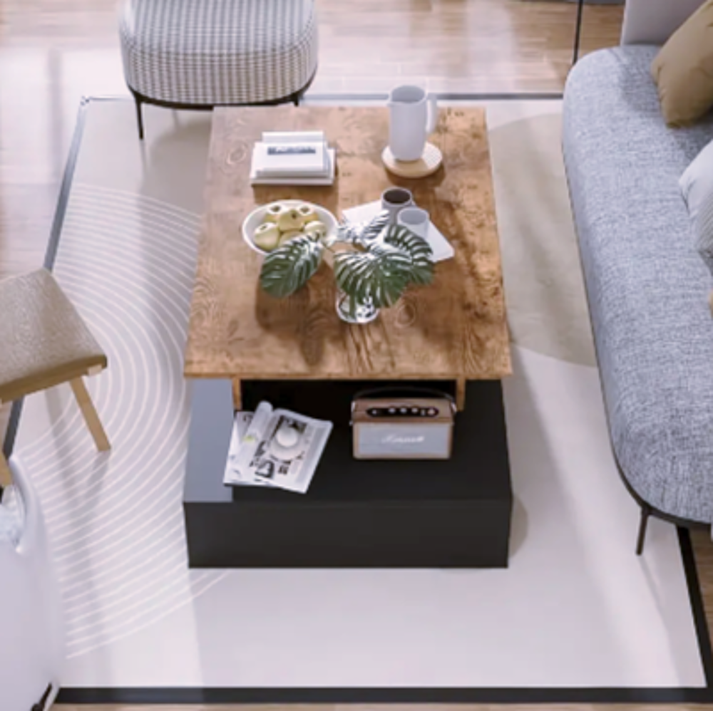 Table basse bois et noir ? design moderne avec double rangem Meubles
