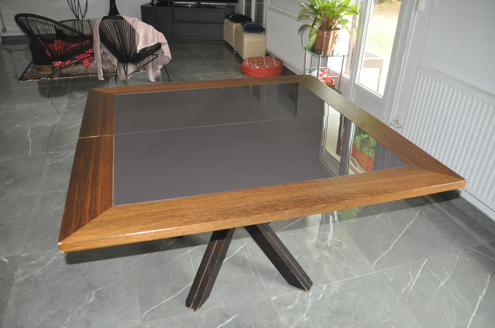 Table salon verre fume bois Meubles