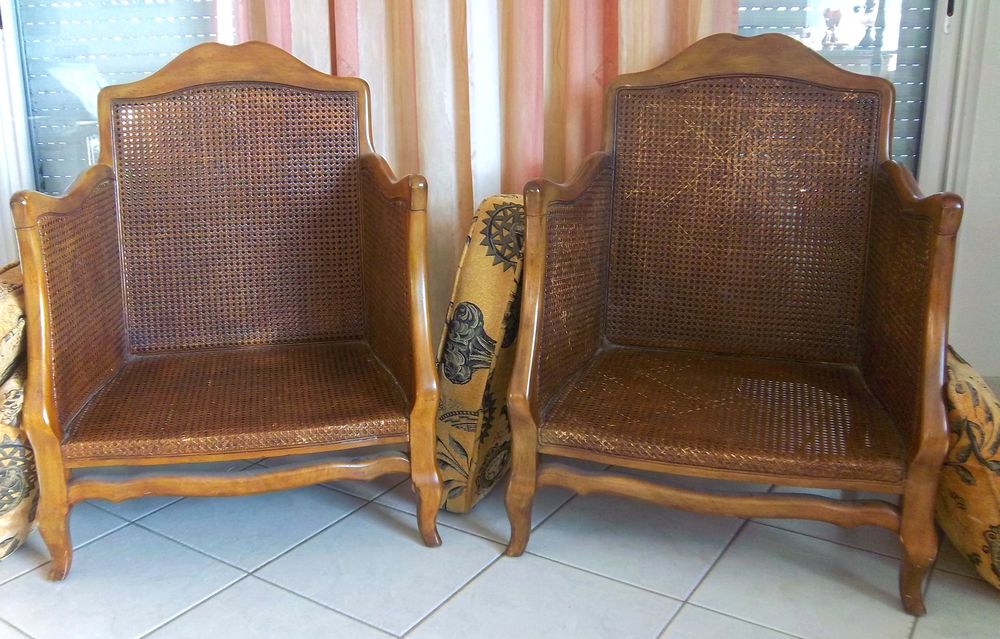 2 FAUTEUILS STYLE NAPOLEON III DOUBLE CANNAGE - EXC ETAT Meubles