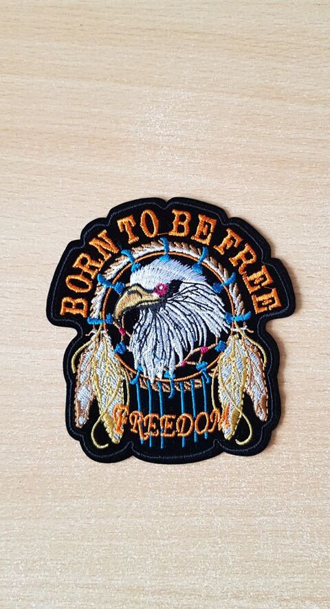Ecusson biker motard tête d'aigle born to be free freedom 4 Carnon Plage (34)