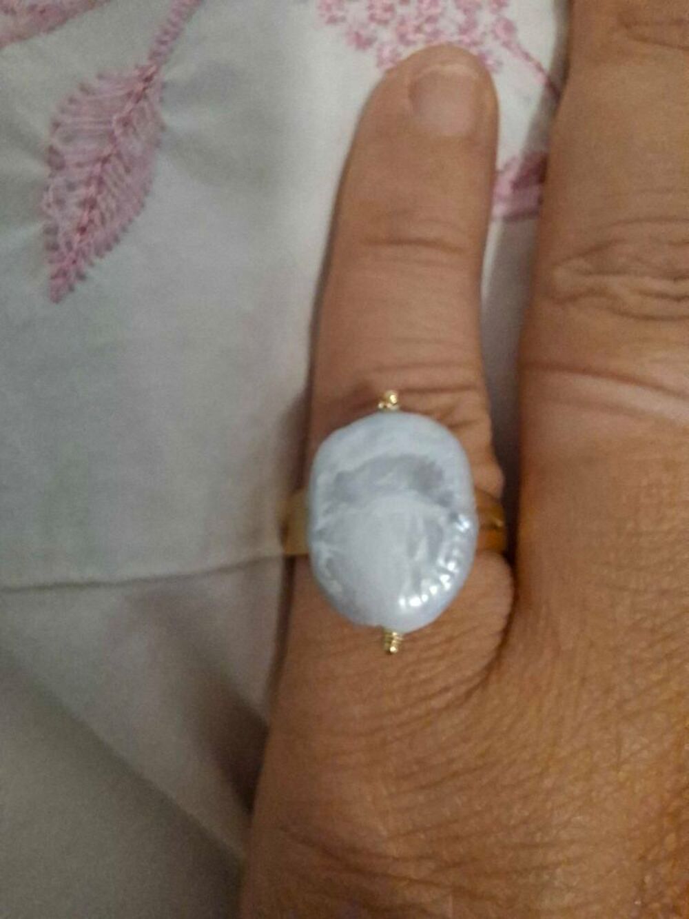 bague baroque perle et argent sterling 925 plaqu&eacute; or 21k Bijoux et montres