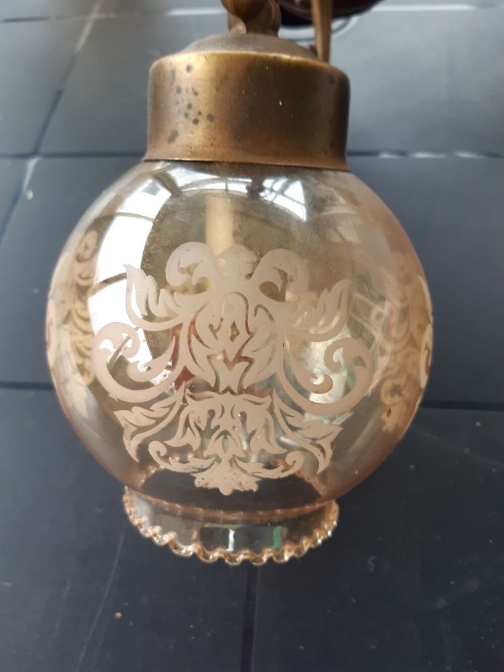 Lustre Bois et Laiton. Décoration