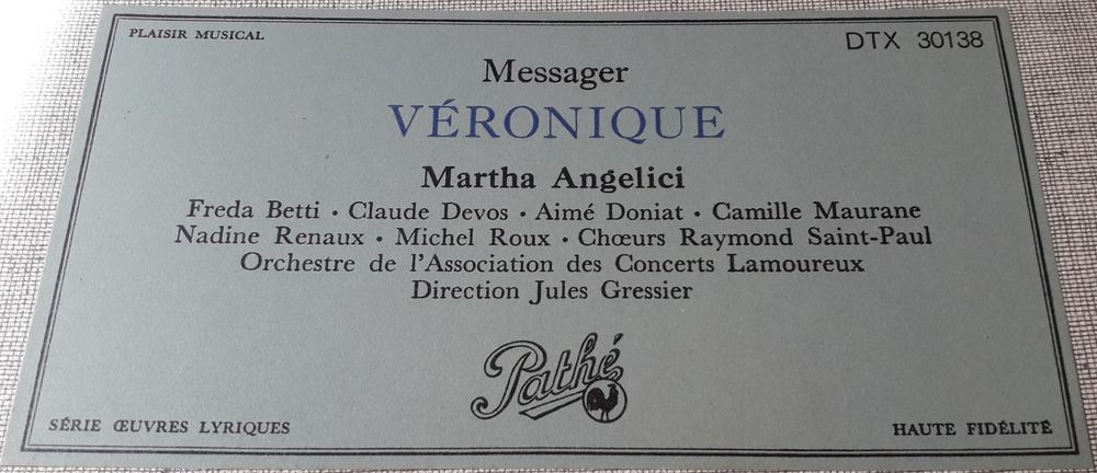 V&eacute;ronique (Op&eacute;ra-comique En 3 Actes) [Vinyle LP 33 tours 12" CD et vinyles