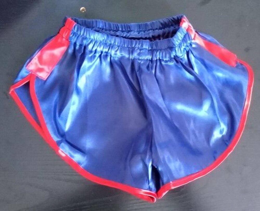 Short Vintage Nylon Satin Bleu marine.rouge Size S 40 Vêtements