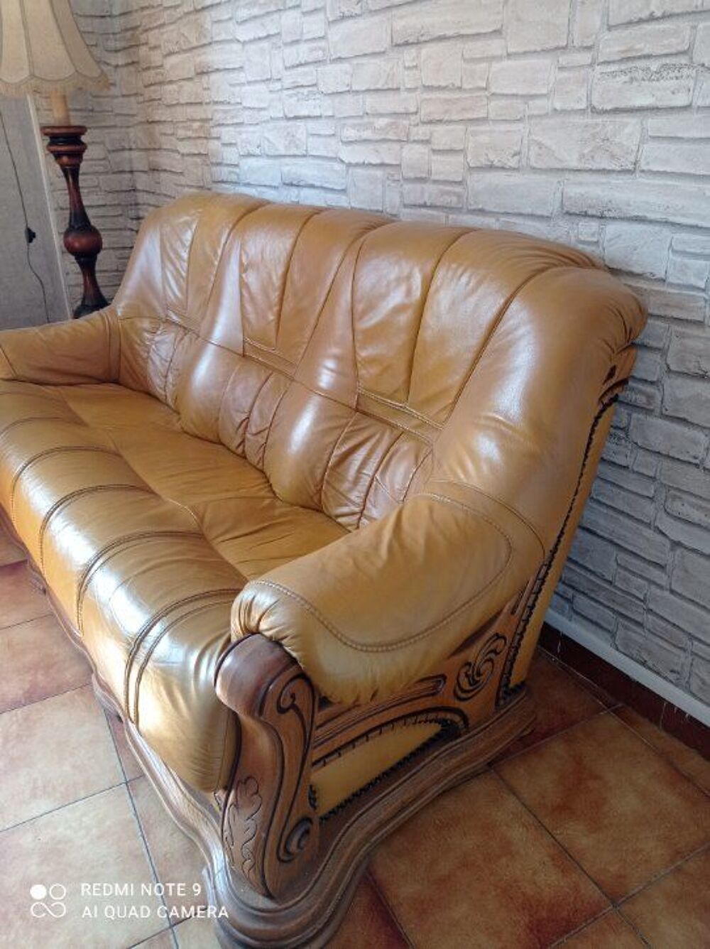 Canape cuir et chene Meubles