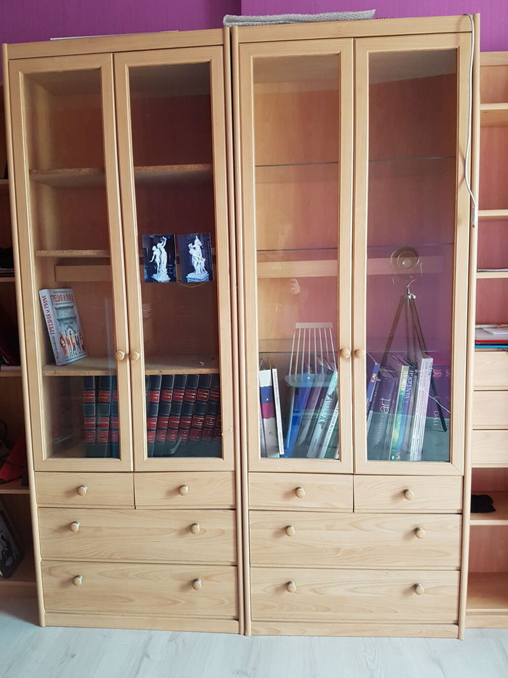 2 Armoires-vitrine haute mixte+3 &eacute;tag&egrave;res Meubles