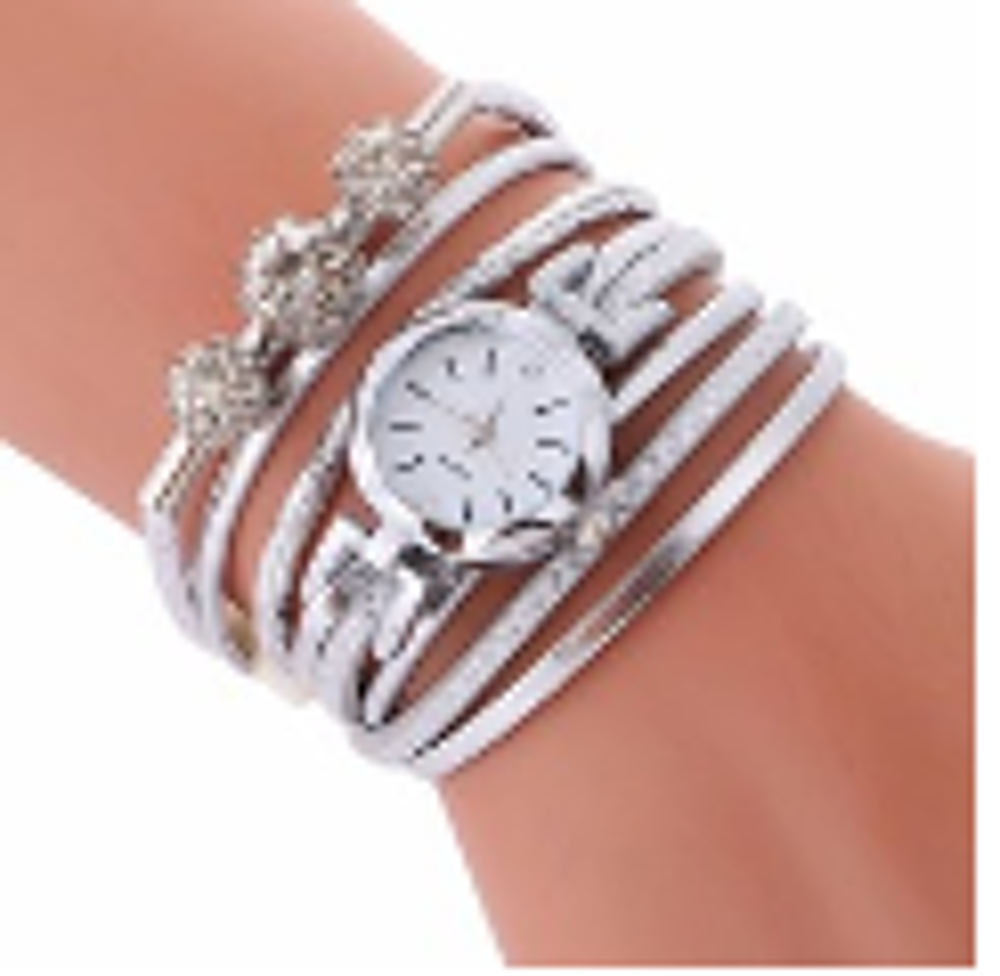 montre bracelet &agrave; 2 tours (blanche/argent&eacute;e) Bijoux et montres