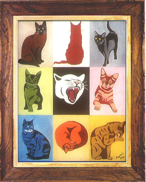 Tableau  Fantaisie féline  500 Saleilles (66)