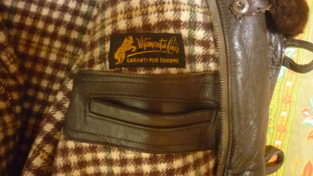 Blouson cuir noir - moto/aviateur + canadienne cuir 1960. Vêtements