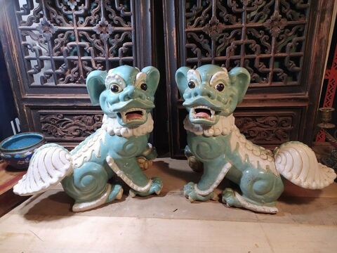 Ancienne Paire de Chiens de F Cramique Vietnam 0 Loches (37)