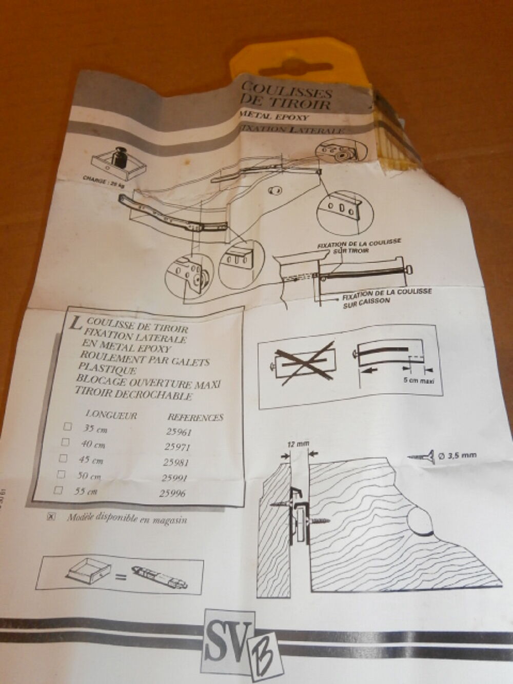 Glissi&egrave;res de tiroir &agrave; fixation lat&eacute;rale de 45cm Bricolage
