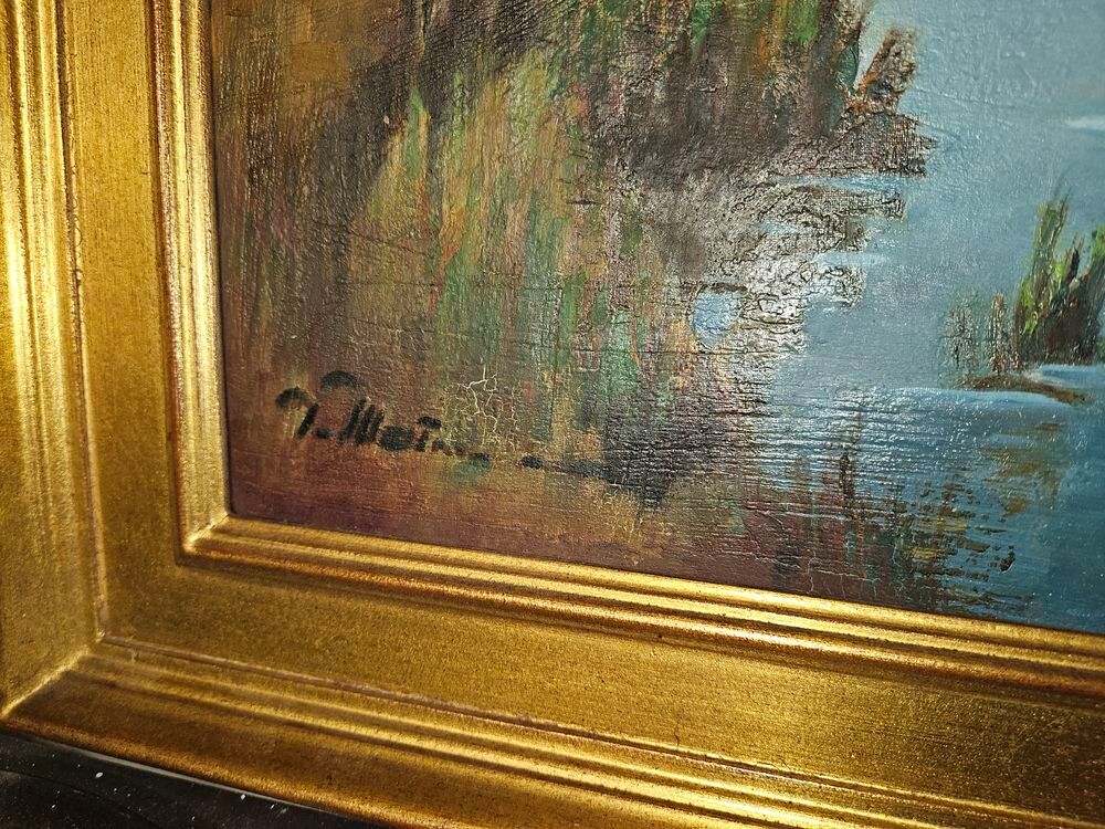 Tableau ancien c&eacute;r&eacute;t le tech le boulou signature a identifie Décoration