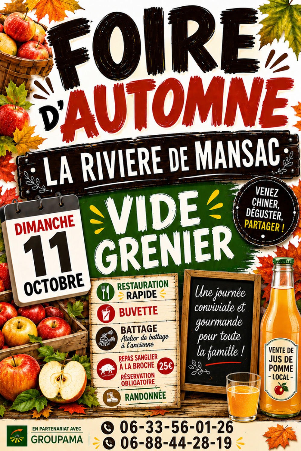 VIDE GRENIER / FOIRE D'AUTOMNE LA RIVIERE DE MANSAC 19 Vide grenier, marché aux puces, braderie