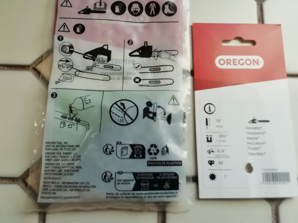 Cha&icirc;ne neuve de tron&ccedil;onneuse Oregon pour guide de 40 cm Bricolage