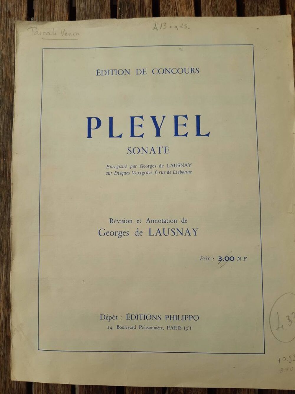 Partition &quot;Sonate&quot; de Pleyel pour piano Livres et BD