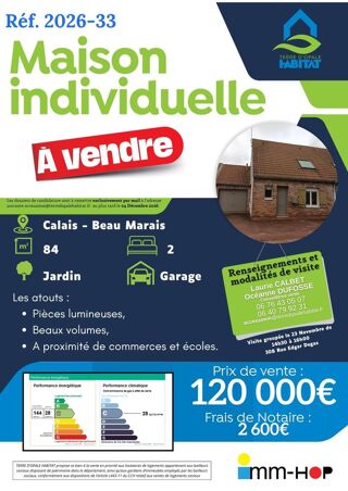 Vente Maison Vente - Maison -  3 pièces - 62100 Calais