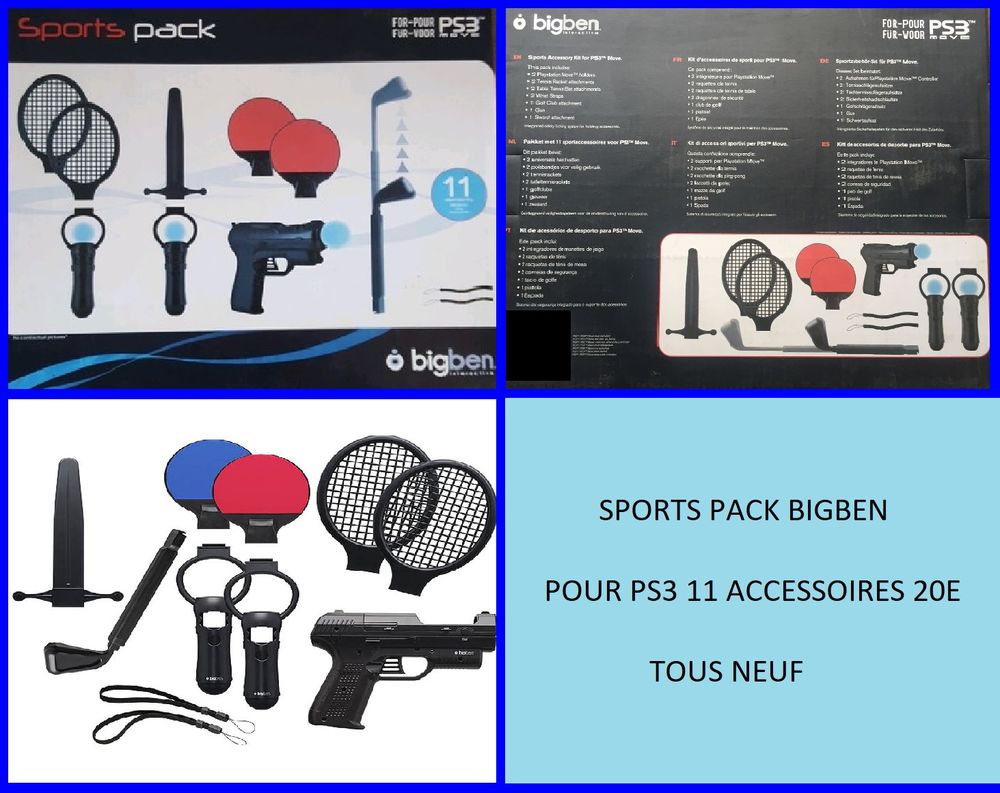 JEUX PS3 + coffre sports pack bigben 11 pi&egrave;ce tous neuf Consoles et jeux vidos