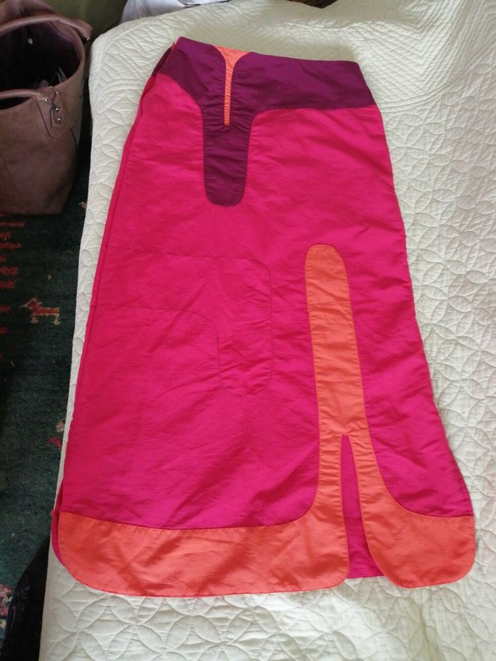 jupe longue coton rouge, orange et marron Vêtements
