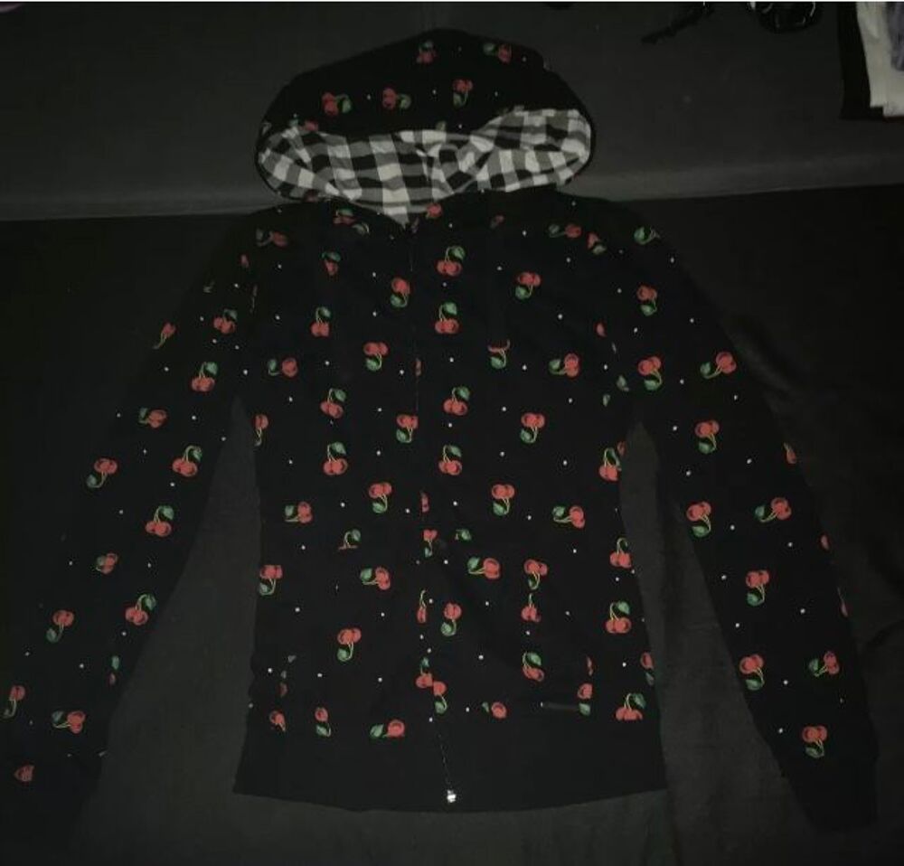 Sweat Zipp&eacute; Capuche Femme Taille S/M Pussy Deluxe Cerises/vi Vêtements