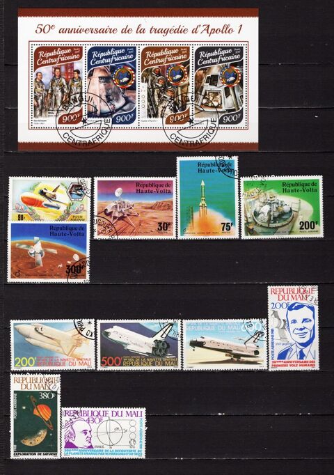 lot de 54 timbres d'AFRIQUE sur l'ESPACE 8 Les glisottes-et-Chalaures (33)