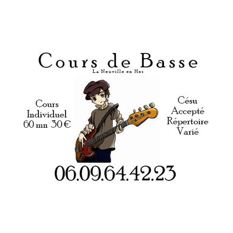 Cours de basse guitare 0 60510 La neuville-en-hez