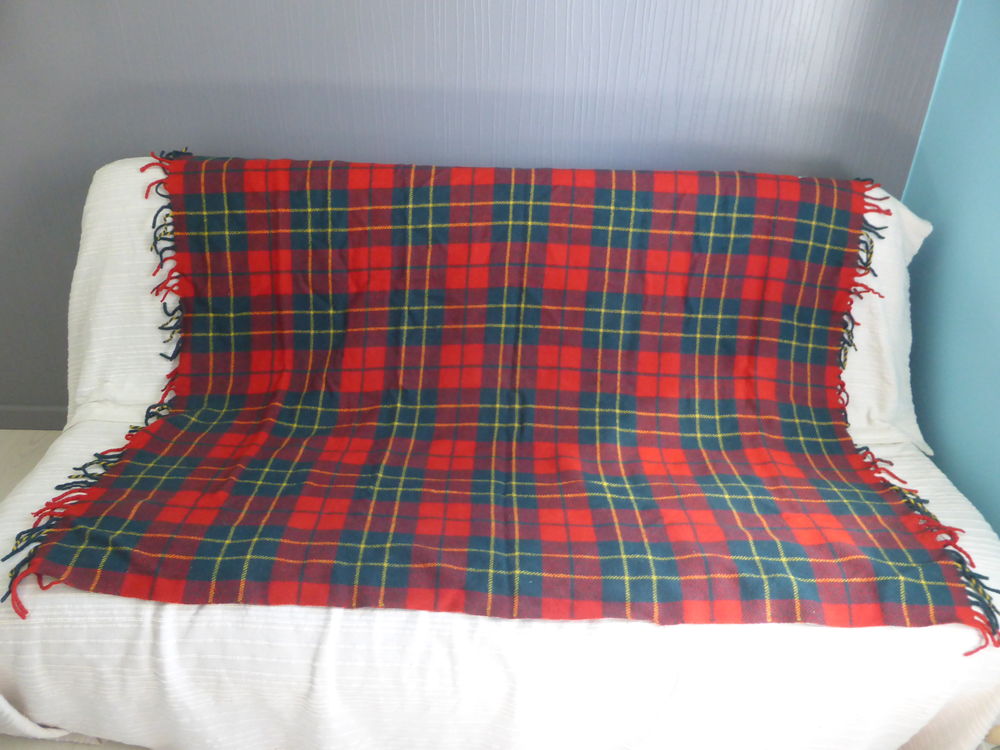 plaid &eacute;cossais &agrave; frange vintage Dcoration