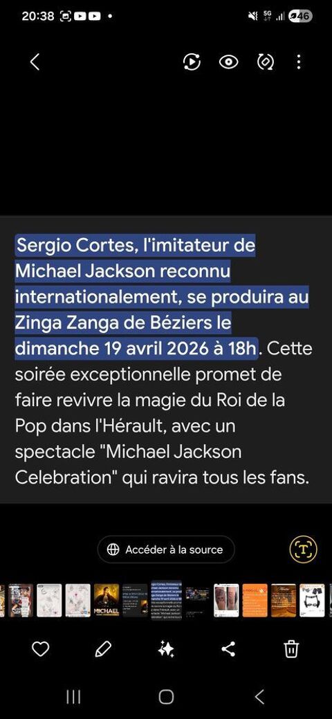 billet pour aller voir spectacle du Sosy de Michael Jackson 50 Perpignan (66)