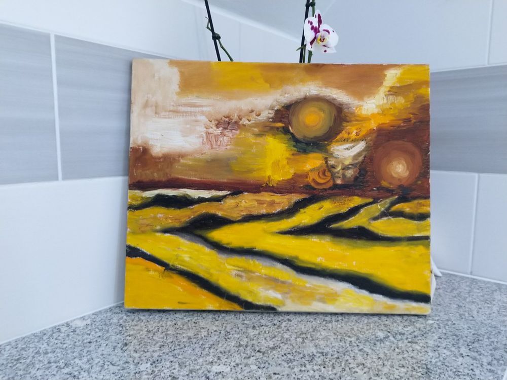 Peinture &agrave; l'huile abstraite &quot;Coucher de soleil&quot; Dcoration