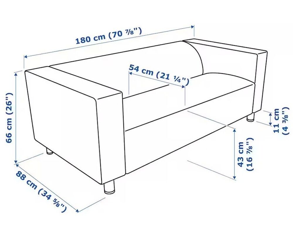 Canap&eacute; Klippan 2 grandes places, largeur 180cm Meubles