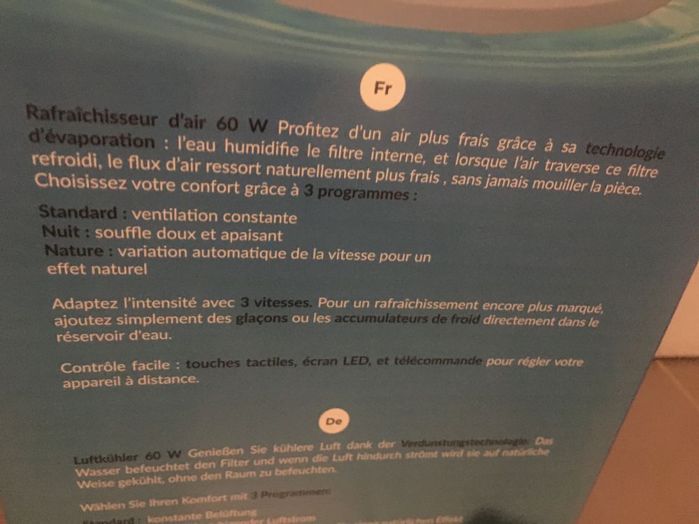 Bonjour, un rafraichisseur d'air B Living Prix:200€. Bricolage
