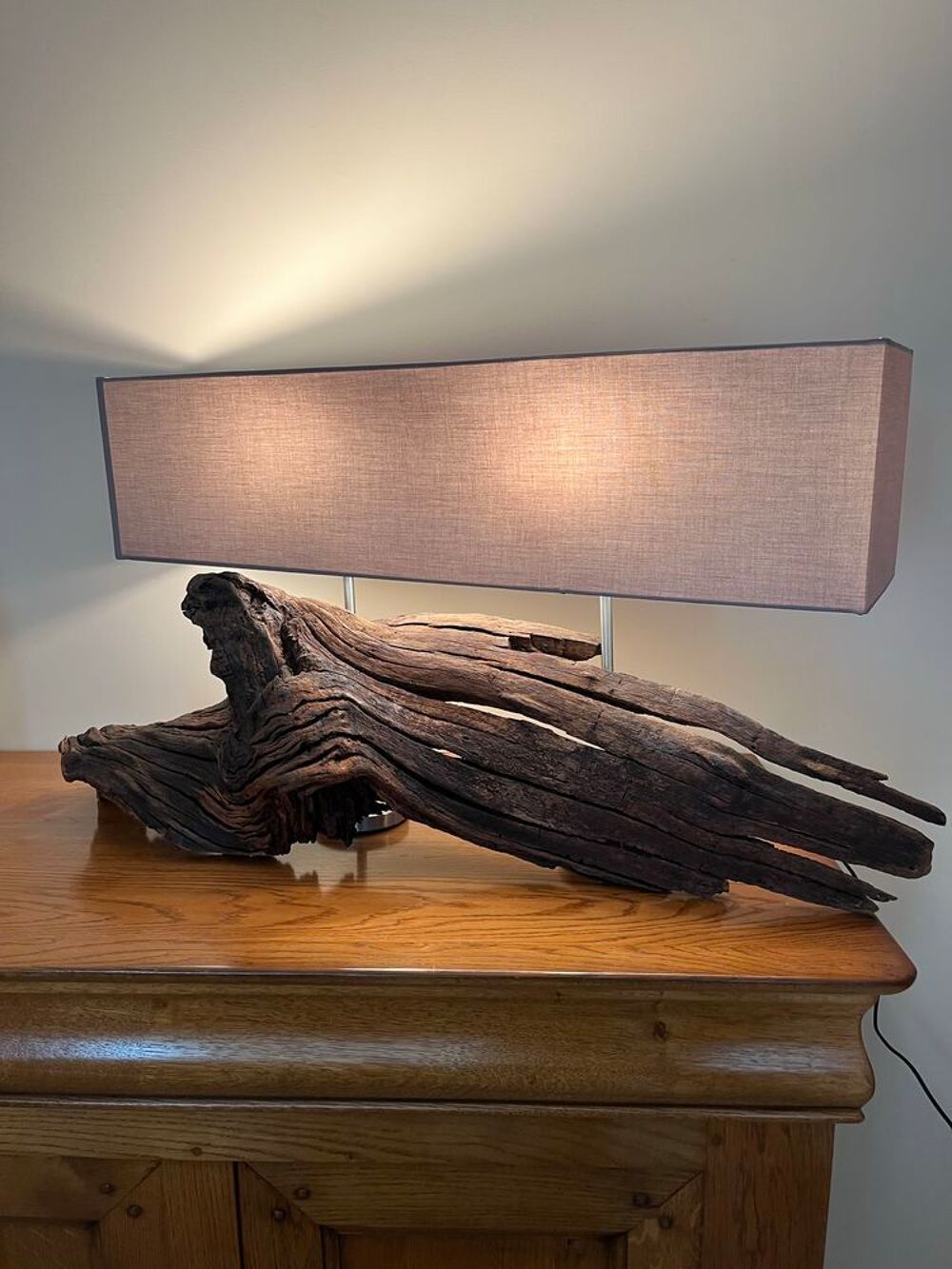 Lampe bois flotter de mer. Double lumi&egrave;re.&iuml;&iquest;&frac14; Décoration