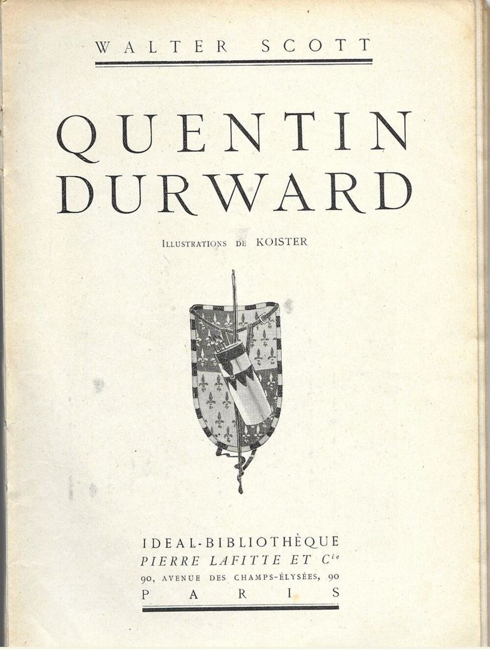 livre ,Quentin Durward 1913 de W Scott Livres et BD