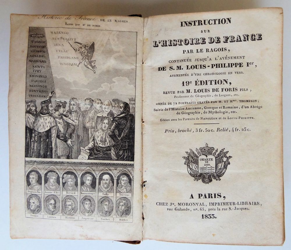 Livre ancien, L'HISTOIRE DE FRANCE PAR LE RAGOIS 1833 