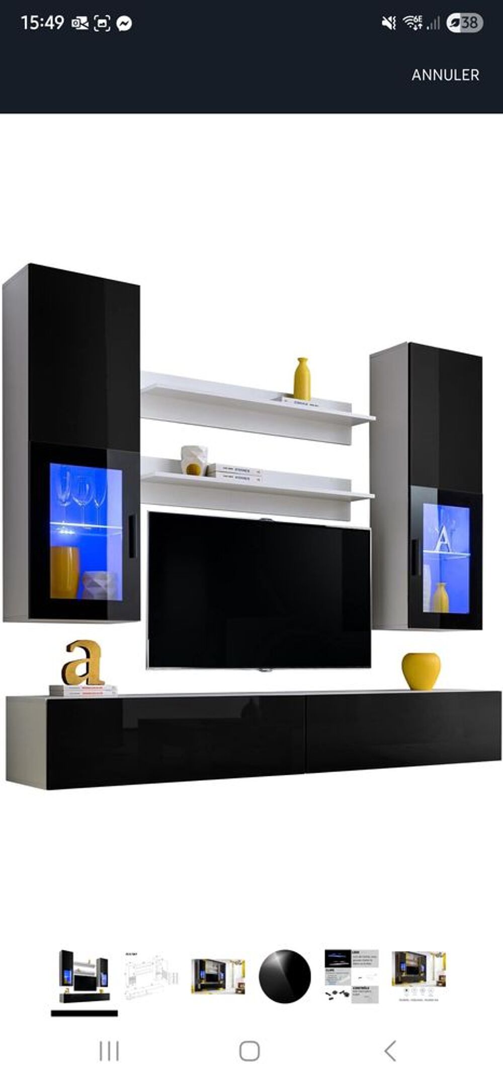 Meuble tv laqu&eacute; noir Meubles