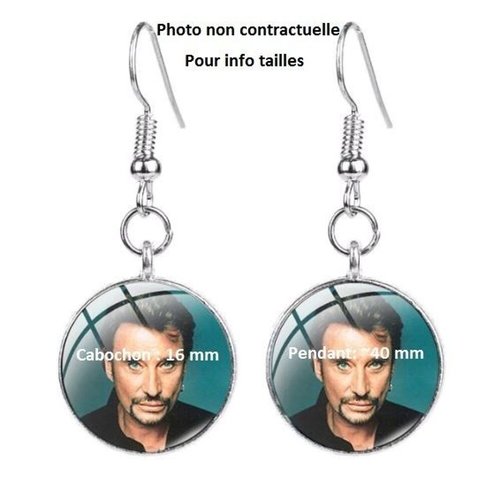 Boucles d'oreilles hommage cabochon Johnny Hallyday Bijoux et montres