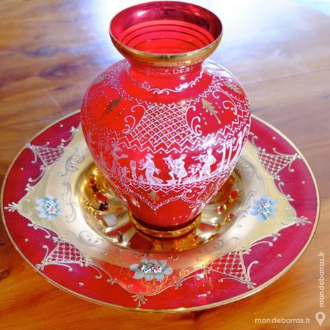 vase plus coupe de Murano,decor or  la main. 200 Saint-Amand (50)