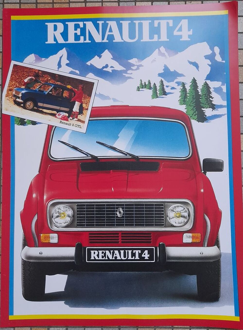 renault 4 4L neige - affiche poster Dcoration