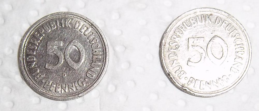 2 pi&egrave;ces de 50 pfennig 1971/1950 