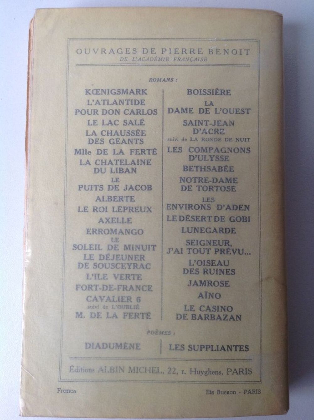 LES PLAISIRS DU VOYAGE de P.BENOIT 1&egrave;re &Eacute;DITION 1950 Envoi P Livres et BD