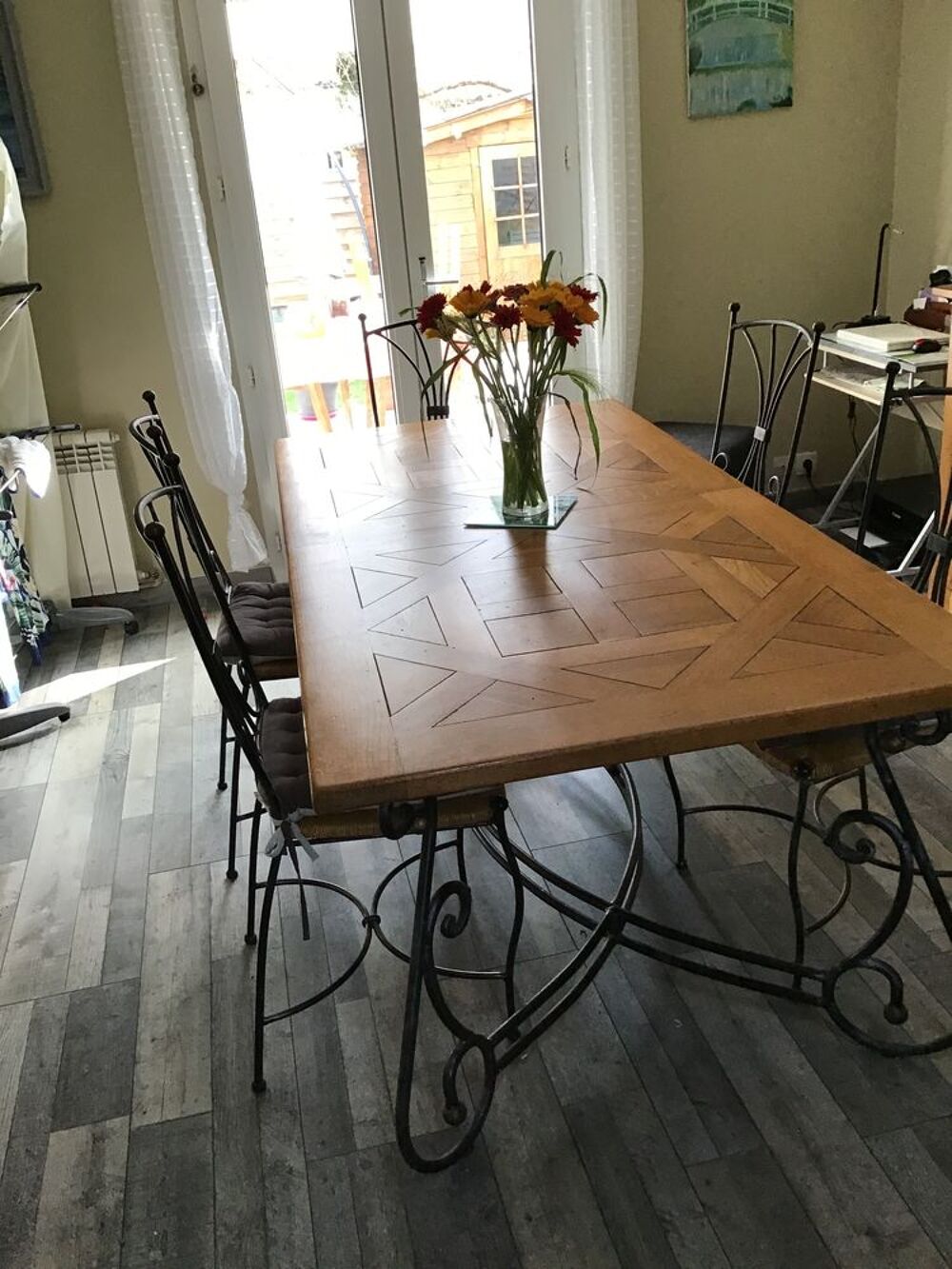 TABLE DE S&Eacute;JOUR CH&Ecirc;NE ET 6 CHAISES Q Meubles